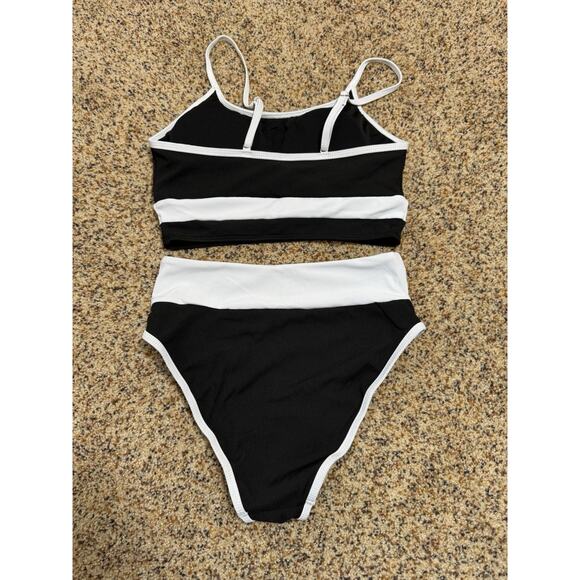 Tempt Me Women High Waist Bikini Set‎ Ribbed Two Piece Swimsuit Sporty S - Picture 3 of 9